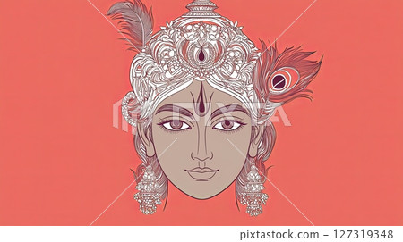 Goddess with Feathers Headdress Illustration Goddess with Feathers Headdress Illustration 127319348