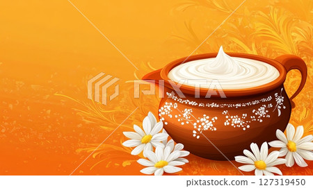 Joyful Krishna Janmashtami Dahi Handi Celebration with Milk Pot 127319450