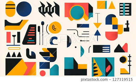 Modern Geometric Shapes Poster Design 127319515