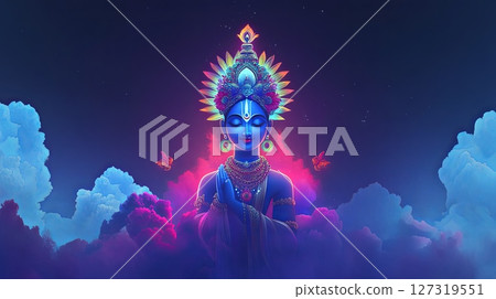 Colorful Hindu Deity Celebrating Janmashtami Festival 127319551