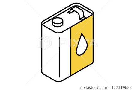 Engine oil (metal can), simple and cute isometric line icon 127319685
