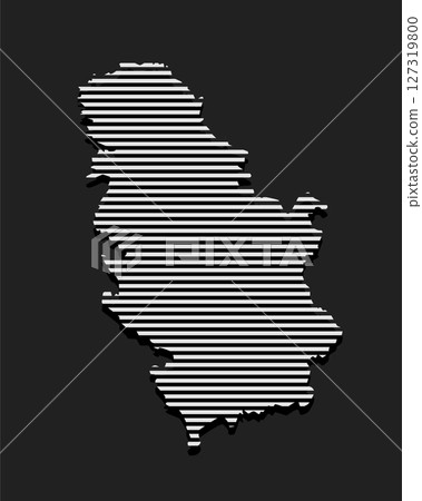 Abstract map Serbia, parallel grey lines Abstract map Serbia, parallel grey lines 127319800