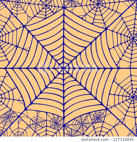 Seamless pattern with linear spider web design on color background. Seamless pattern with linear spider web design on color background. 127319845