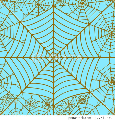 Seamless pattern with linear spider web design on color background.  127319850