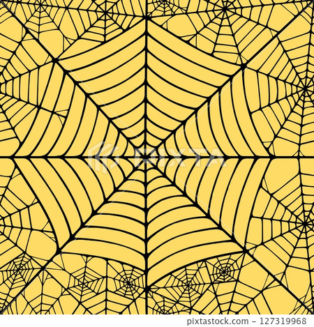 Seamless pattern with linear spider web design on color background. Seamless pattern with linear spider web design on color background. 127319968