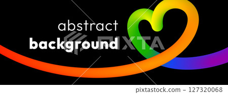 Vibrant colorful heart ribbon on black background 127320068