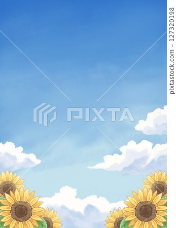 Watercolor sunflower illustration frame 127320198