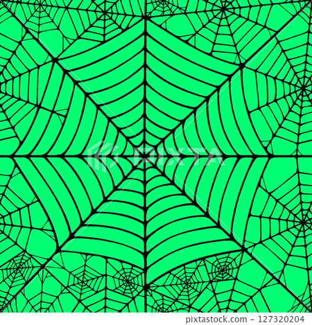 Seamless pattern with linear spider web design on color background. 127320204