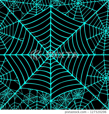 Seamless pattern with linear spider web design on color background. Seamless pattern with linear spider web design on color background. 127320206