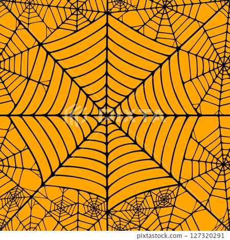 Seamless pattern with linear spider web design on color background. Seamless pattern with linear spider web design on color background. 127320291