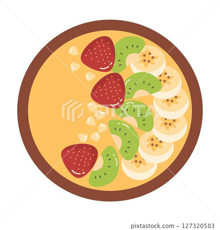Healthy breakfast smoothie bowl illustration 127320583