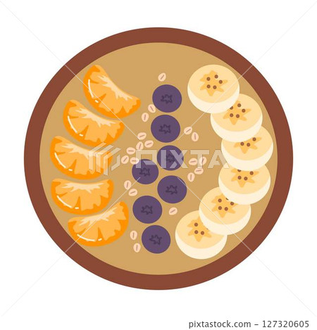 smoothie bowl with banana, almond milk, blueberries 127320605