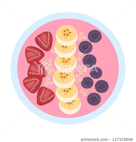 Strawberry Banana Smoothie Bowl illustration 127320606
