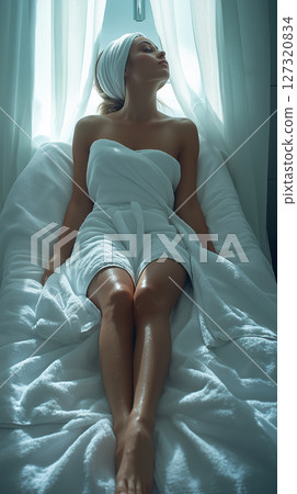 Banner with copy space, woman, spa treatments, smooth legs, cosmetology, beauty procedures Banner with copy space, woman, spa treatments, smooth legs, cosmetology, beauty procedures 127320834