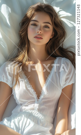 Banner with copy space, woman face, spa treatments, towel, cosmetology, beauty procedures 127321148