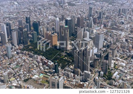 Aerial view of Shinjuku from above Hatsudai, Shibuya Ward, Tokyo 127321326