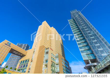 Yokohama cityscape in June, Japan. View of Yokohama Sakuragicho Washington Hotel and Fuji Soft from Sakuragicho Station. 127321335