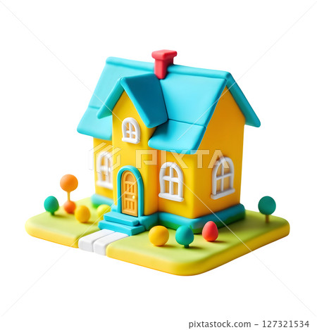 3D Home Icon Real Estate on a white background.  127321534