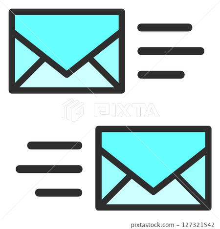 Illustration of sending and receiving messages and letters via email Illustration of sending and receiving messages and letters via email 127321542