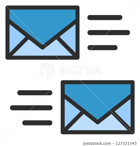 Illustration of sending and receiving messages and letters via email 127321543