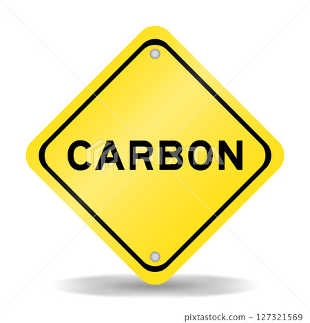 Yellow color transportation sign with word carbon on white background Yellow color transportation sign with word carbon on white background 127321569