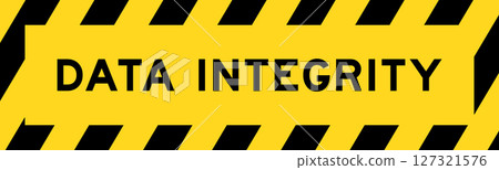 Yellow and black color with line striped label banner with word data integrity Yellow and black color with line striped label banner with word data integrity 127321576
