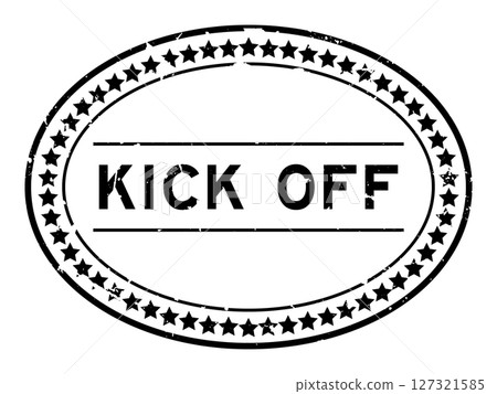 Grunge black kick off word oval rubber seal stamp on white background Grunge black kick off word oval rubber seal stamp on white background 127321585