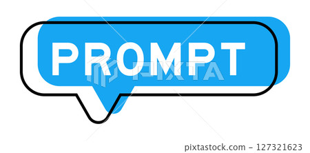 Speech banner and blue shade with word prompt on white background Speech banner and blue shade with word prompt on white background 127321623