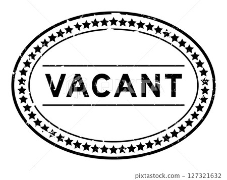 Grunge black vacant word oval rubber seal stamp on white background 127321632