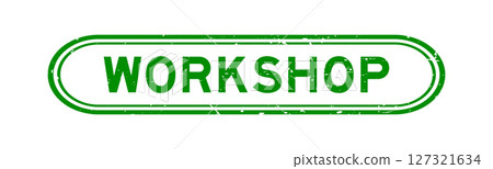 Grunge green workshop word rubber seal stamp on white background 127321634