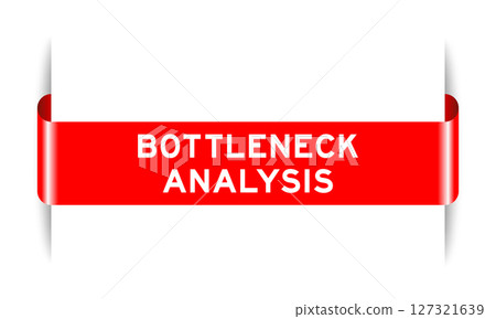 Red color inserted label banner with word bottlneck analysis on white background 127321639