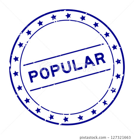 Grunge blue popular word round rubber seal stamp on white background Grunge blue popular word round rubber seal stamp on white background 127321663