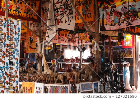 Colorful African souvenir shop Colorful African souvenir shop 127321680