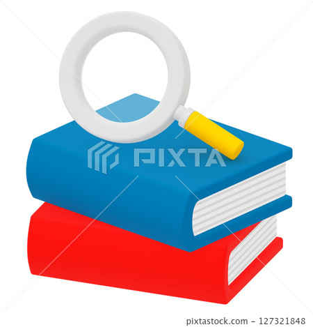 Cute magnifying glass and book 127321848