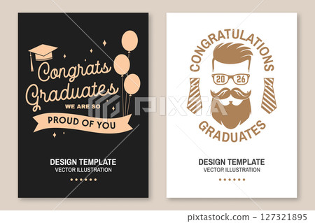 Set of posters and banners for class of 2026 graduation. Vector. Congratulations graduates banner sticker card with academic hat for high school or college graduation Set of posters and banners for class of 2026 graduation. Vector. Congratulations graduates banner sticker card with academic hat for high school or college graduation 127321895
