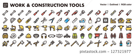 Work and construction tools icon set Construction, construction site, tool vector material Work and construction tools icon set Construction, construction site, tool vector material 127321977