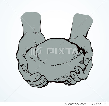 Vector drawing. Hands give a bread Vector drawing. Hands give a bread 127322153