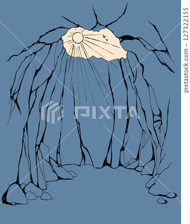 Vector drawing. Underground pit cave Vector drawing. Underground pit cave 127322155