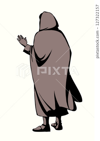 Vector drawing. The man in the coat. Back view 127322157