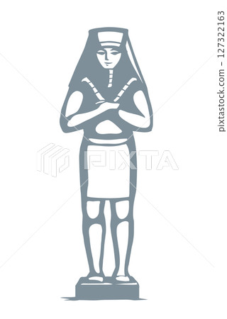 Vector drawing. Egyptian male statue Vector drawing. Egyptian male statue 127322163