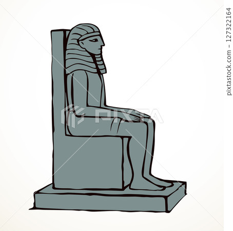Vector drawing. Egyptian male statue. Pharaoh on the throne Vector drawing. Egyptian male statue. Pharaoh on the throne 127322164