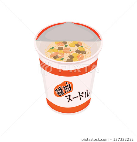 一杯打開的醬油口味泡麵插圖 一杯打開的醬油口味泡麵插圖 127322252