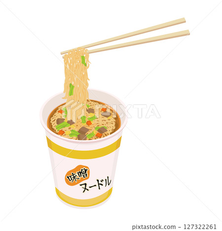 用筷子吃味噌方便麵的插圖 用筷子吃味噌方便麵的插圖 127322261