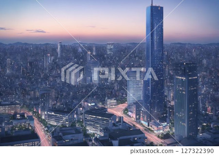 View of the city at dusk from the Empire State Building View of the city at dusk from the Empire State Building 127322390