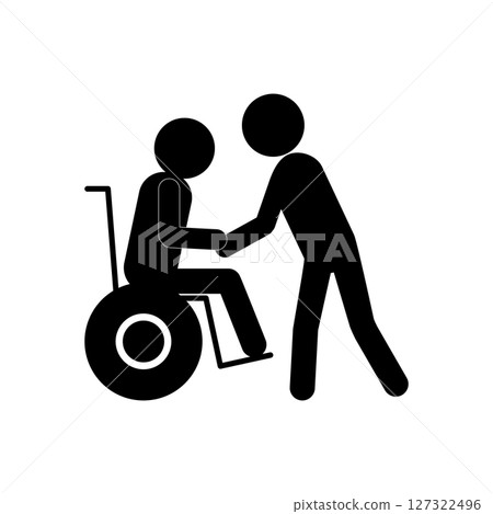 Icon of a person supporting a person in a wheelchair 127322496