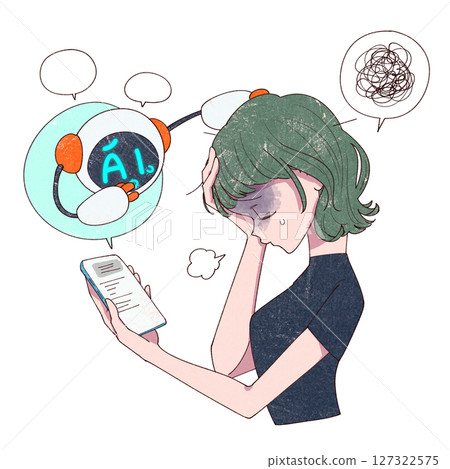 一位女士向人工智慧諮詢她的問題 一位女士向人工智慧諮詢她的問題 127322575