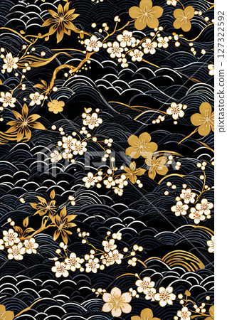 Japanese style background material with autumn Japanese pattern flower pattern 127322592