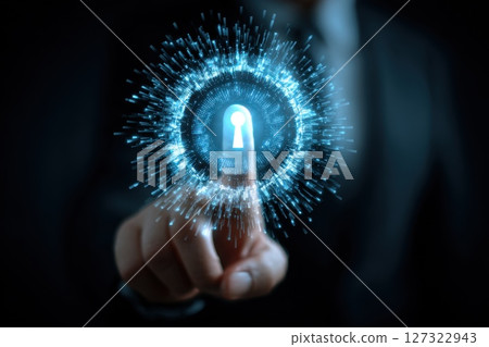 Secure Digital Payment Authorization Concept with Lock Symbol in Business Environment 127322943