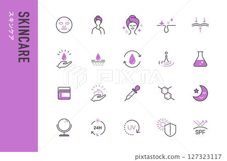 Simple skin care line icons 127323117