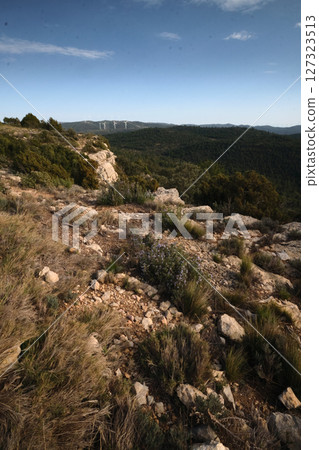 Beautiful landscape hills sky clouds Beautiful landscape hills sky clouds 127323513